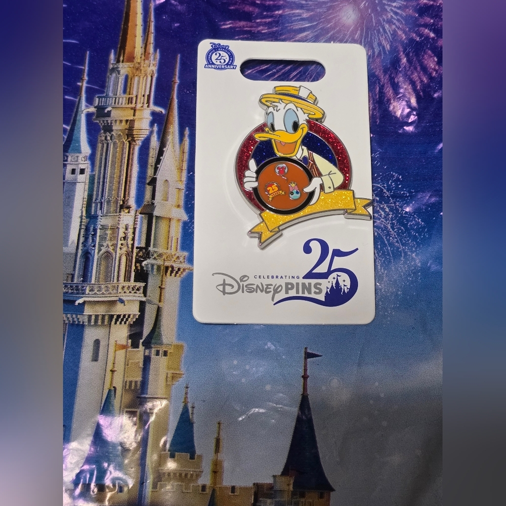 New 2025 Disney Parks 25th Anniversary Pin Trading Donald Duck Pin Board OE Pin